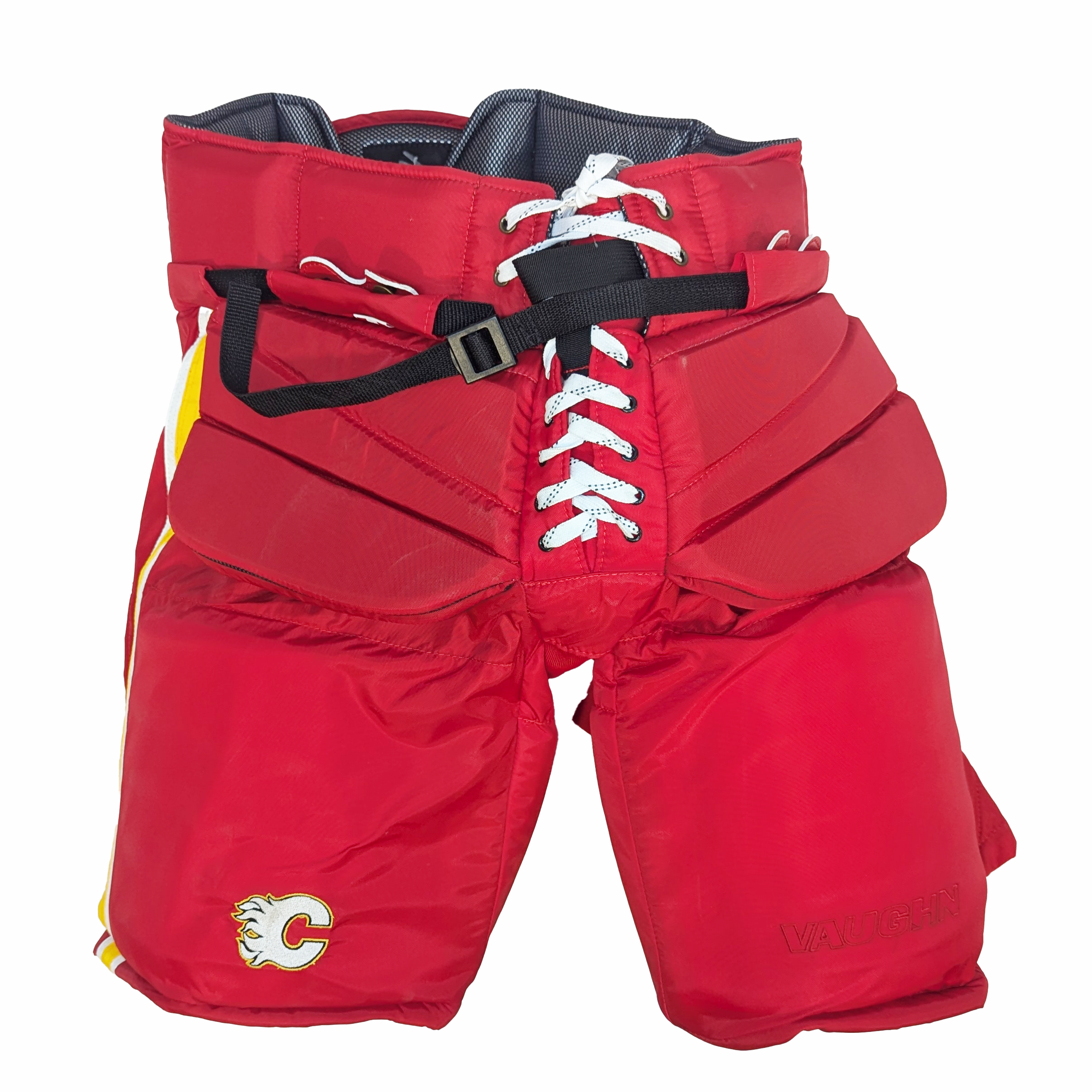 Pantalon de gardien de but Vaughn Pro Custom - NHL Pro Stock - Oscar Danois (rouge/jaune/blanc)